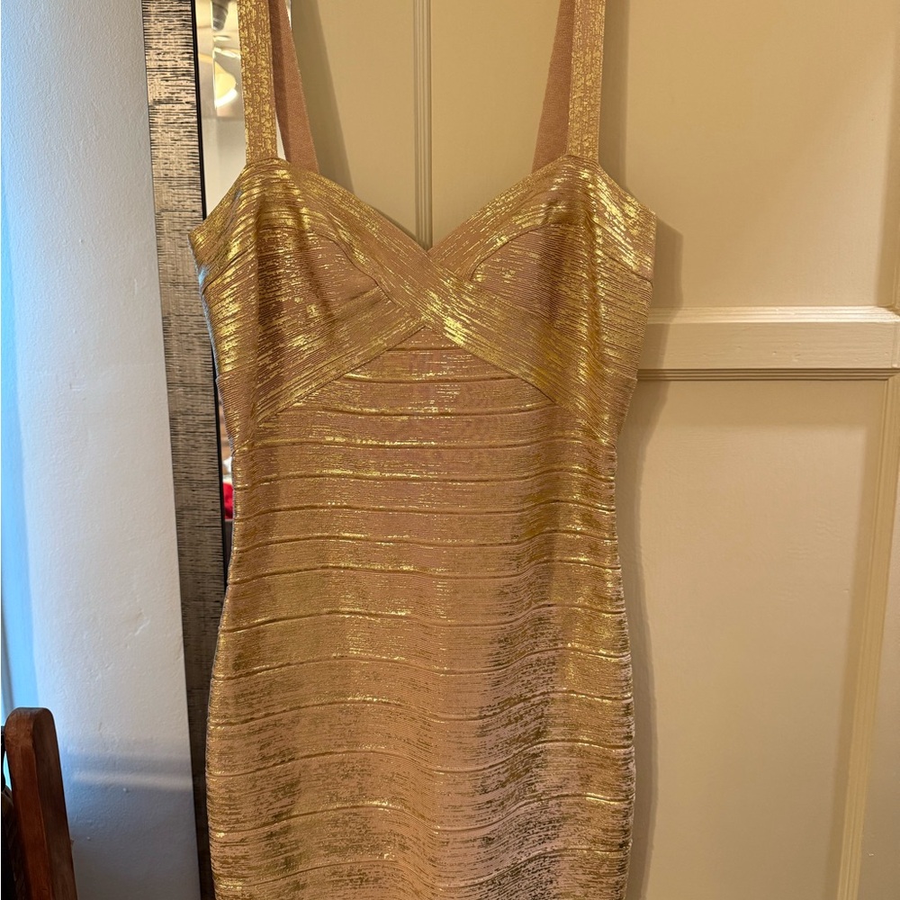 Elegant Gold Bandage Dress